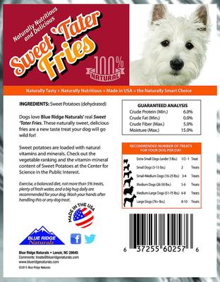 Show full view: Blue Ridge Naturals Sweet Tater Fries Dehydrated Dog Treats, 1-lb bag, bundle of 2 slide 3 of 7