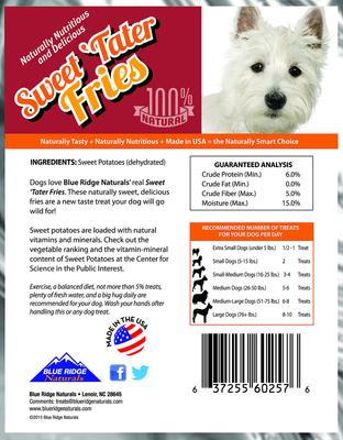 Show full view: Blue Ridge Naturals Sweet Tater Fries Dehydrated Dog Treats, 1-lb bag slide 3 of 7