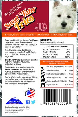 Show full view: Blue Ridge Naturals Sweet Tater Fries Dehydrated Dog Treats, 5-oz bag slide 3 of 7