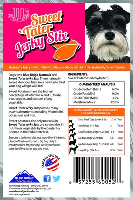 Show full view: Blue Ridge Naturals Sweet Tater Jerky Stixs Dog Treats, 5-oz bag slide 3 of 7
