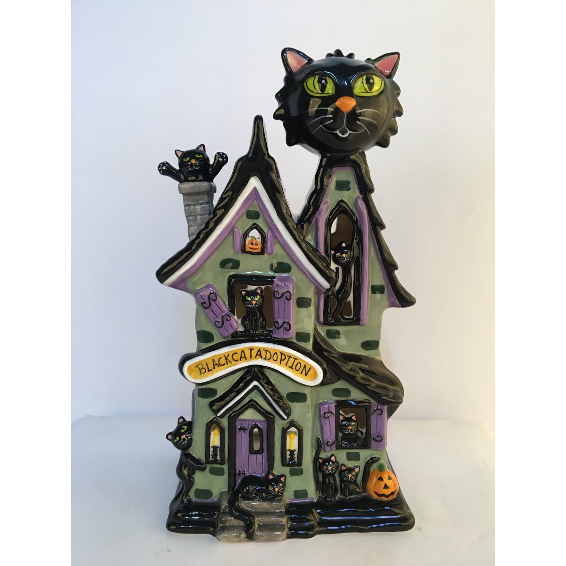 Blue Sky Clayworks Black Adoption Candle House Cat Figurine