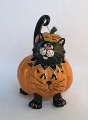 Blue Sky Clayworks Halloween Tealight Holder Cat Figurine