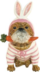 Blue Sky Clayworks Vbspring in Stripes Bulldog Treat Jar