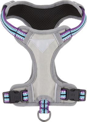 Show full view: Blueberry Pet 3M Multi-Colored Stripe Mesh Reflective Back Clip Dog Harness, Violet & Celeste, Small: 17.5 to 21-in chest slide 8 of 11