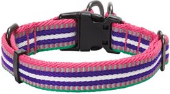 Blueberry Pet 3M Multi-Colored Stripe Polyester Reflective Dog Collar, Bright Pink & Orchid, Large: 18 to 26-in neck, 1-in wide slide 2 of 6