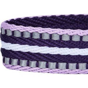 Blueberry Pet 3M Multi-Colored Stripe Polyester Reflective Dog Collar, Orchid & Lavender, Large: 18 to 26-in neck, 1-in wide
