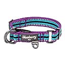 Blueberry Pet 3M Multi-Colored Stripe Polyester Reflective Dog Collar, Violet & Celeste, Large: 18 to 26-in neck, 1-in wide