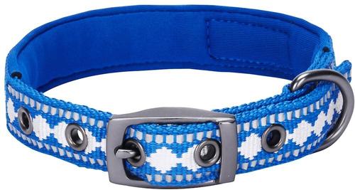 Show full view: Blueberry Pet 3M Reflective Pattern Dog Collar, Palace Blue, Small: 9 to 12.5-in neck, 5/8-in wide slide 2 of 8