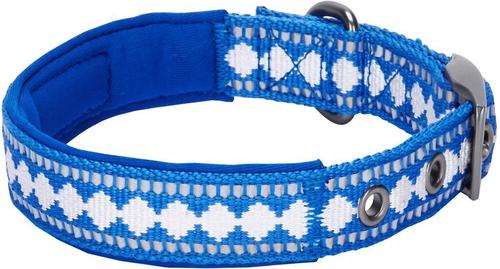 Show full view: Blueberry Pet 3M Reflective Pattern Dog Collar, Palace Blue, Small: 9 to 12.5-in neck, 5/8-in wide slide 3 of 8