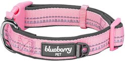 Blueberry Pet 3M Spring Pastel Polyester Reflective Dog Collar, Baby Pink, Large: 18 to 26-in neck, 1-in wide