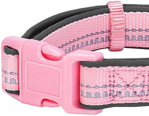 Show full view: Blueberry Pet 3M Spring Pastel Polyester Reflective Dog Collar, Baby Pink, Large: 18 to 26-in neck, 1-in wide slide 3 of 8