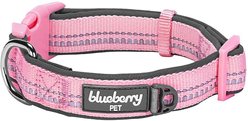 Blueberry Pet 3M Spring Pastel Polyester Reflective Dog Collar, Baby Pink, Small: 12 to 16-in neck, 5/8-in wide