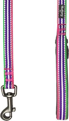 Show full view: Blueberry Pet 3M Striped Polyester Reflective Dog Leash, Pink, Large: 4-ft long, 1-in wide slide 4 of 6