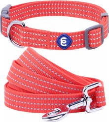 Blueberry Pet Back to Basics Polyester Reflective Dog Collar & Leash Set, Fiery Red, Medium: 14.5 to 20-in neck, 3/4-in wide