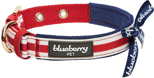 Show full view: Blueberry Pet Bon Voyage Sea Lover Dog Collar, Horizontal Red Stripes, Large: 17 to 20.5-in neck slide 4 of 6