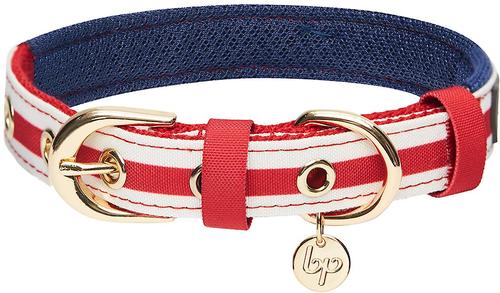 Show full view: Blueberry Pet Bon Voyage Sea Lover Dog Collar, Horizontal Red Stripes, Large: 17 to 20.5-in neck slide 5 of 6