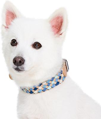Show full view: Blueberry Pet Braided Genuine Leather & Polyester Webbing Dog Collar, Blue, Large: 18 to 22-in neck, 1-in wide slide 3 of 8