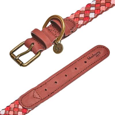Show full view: Blueberry Pet Braided Genuine Leather & Polyester Webbing Dog Collar, Red, Medium: 15 to 18-in neck, 1-in wide slide 6 of 8