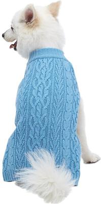 Show full view: Blueberry Pet Classic Wool Blend Cable Knit Pullover Personalized Dog Sweater, Alaskan Blue, 16-in slide 3 of 7