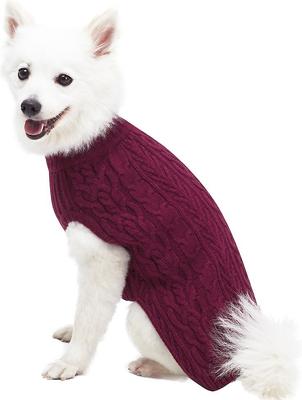 Show full view: Blueberry Pet Classic Wool Blend Cable Knit Pullover Personalized Dog Sweater, Burgundy, 18-in slide 2 of 7