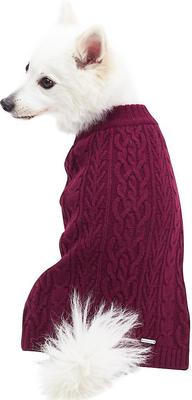 Show full view: Blueberry Pet Classic Wool Blend Cable Knit Pullover Personalized Dog Sweater, Burgundy, 18-in slide 3 of 7