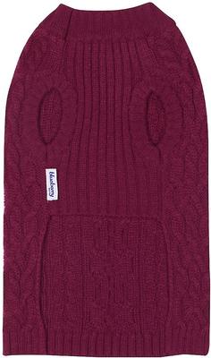 Show full view: Blueberry Pet Classic Wool Blend Cable Knit Pullover Personalized Dog Sweater, Burgundy, 18-in slide 4 of 7