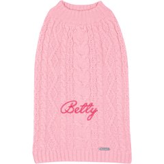 Blueberry Pet Classic Wool Blend Cable Knit Pullover Personalized Dog Sweater, Muted Pink, 18-in