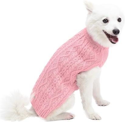Show full view: Blueberry Pet Classic Wool Blend Cable Knit Pullover Personalized Dog Sweater, Muted Pink, 20-in slide 2 of 7