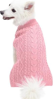 Show full view: Blueberry Pet Classic Wool Blend Cable Knit Pullover Personalized Dog Sweater, Muted Pink, 20-in slide 3 of 7