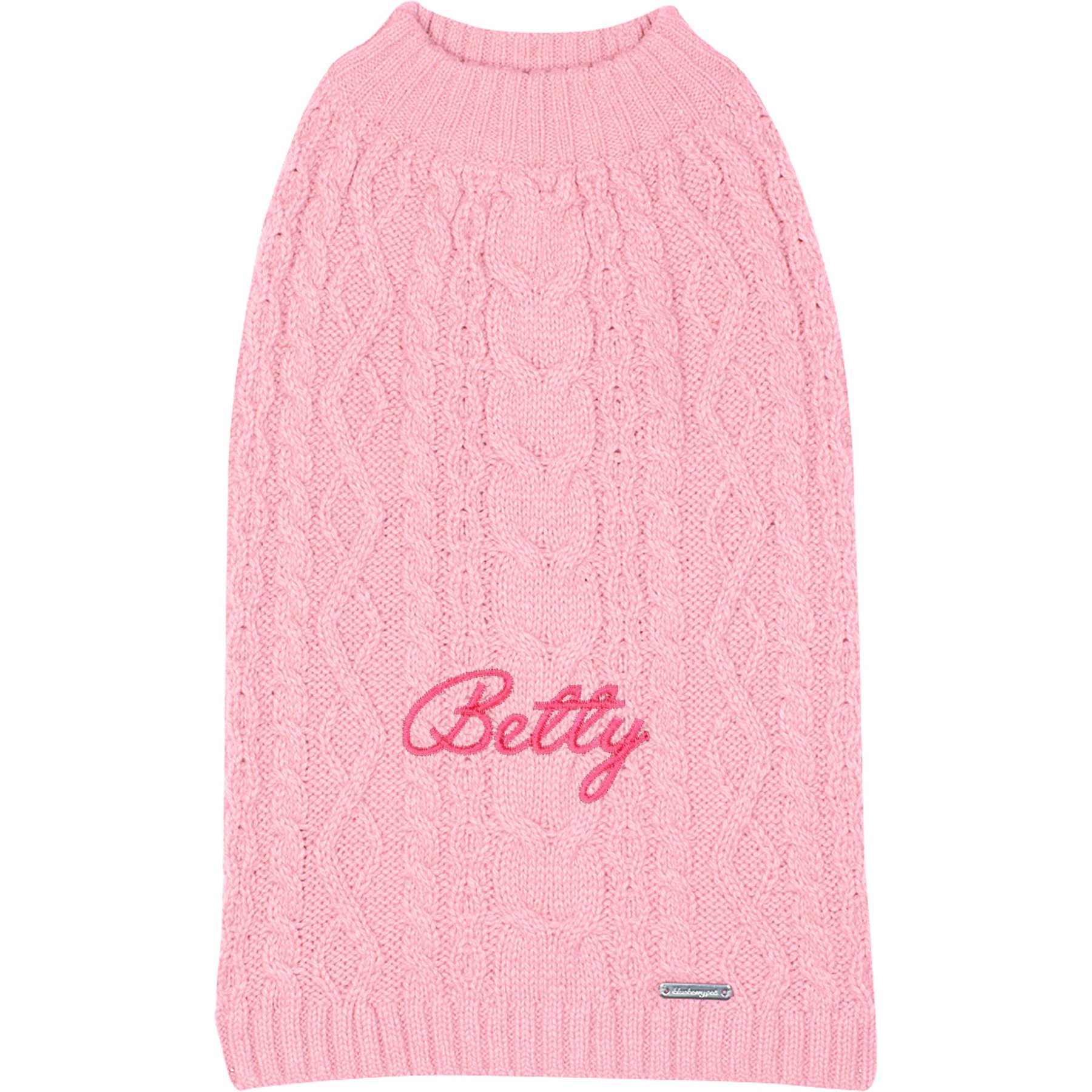 Blueberry Pet Classic Wool Blend Cable Knit Pullover Personalized Dog Sweater, Muted Pink, 22-in