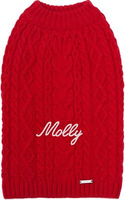 Blueberry Pet Classic Wool Blend Cable Knit Pullover Personalized Dog Sweater