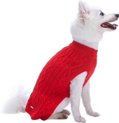 Show full view: Blueberry Pet Classic Wool Blend Cable Knit Pullover Personalized Dog Sweater, Red Danger, 18-in slide 3 of 8