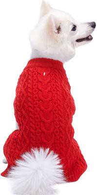 Show full view: Blueberry Pet Classic Wool Blend Cable Knit Pullover Personalized Dog Sweater, Red Danger, 18-in slide 4 of 8