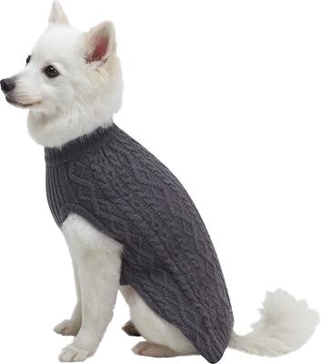 Show full view: Blueberry Pet Classic Wool Blend Cable Knit Pullover Personalized Dog Sweater, Smoke Grey, 12-in slide 2 of 7