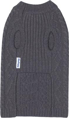 Show full view: Blueberry Pet Classic Wool Blend Cable Knit Pullover Personalized Dog Sweater, Smoke Grey, 12-in slide 4 of 7