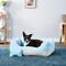 Show in main carousel: Blueberry Pet Color-Block Canvas Bolster Dog Bed with Removable Cover, Blue/Beige, Medium slide 1 of 10