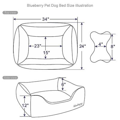 Show full view: Blueberry Pet Color-Block Canvas Bolster Dog Bed with Removable Cover, Blue/Beige, Medium slide 9 of 10