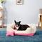 Show in main carousel: Blueberry Pet Color-Block Canvas Bolster Dog Bed with Removable Cover, Pink/Beige, Medium slide 1 of 11