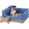Show in main carousel: Blueberry Pet Color-Block Microsuede Bolster Dog Bed with Removable Cover, Blue/Beige, Small slide 4 of 10