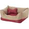 Show in main carousel: Blueberry Pet Color-Block Microsuede Bolster Dog Bed with Removable Cover, Tango Red/Beige, Small slide 3 of 11