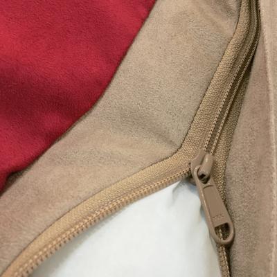 Show full view: Blueberry Pet Color-Block Microsuede Bolster Dog Bed with Removable Cover, Tango Red/Beige, Small slide 6 of 11