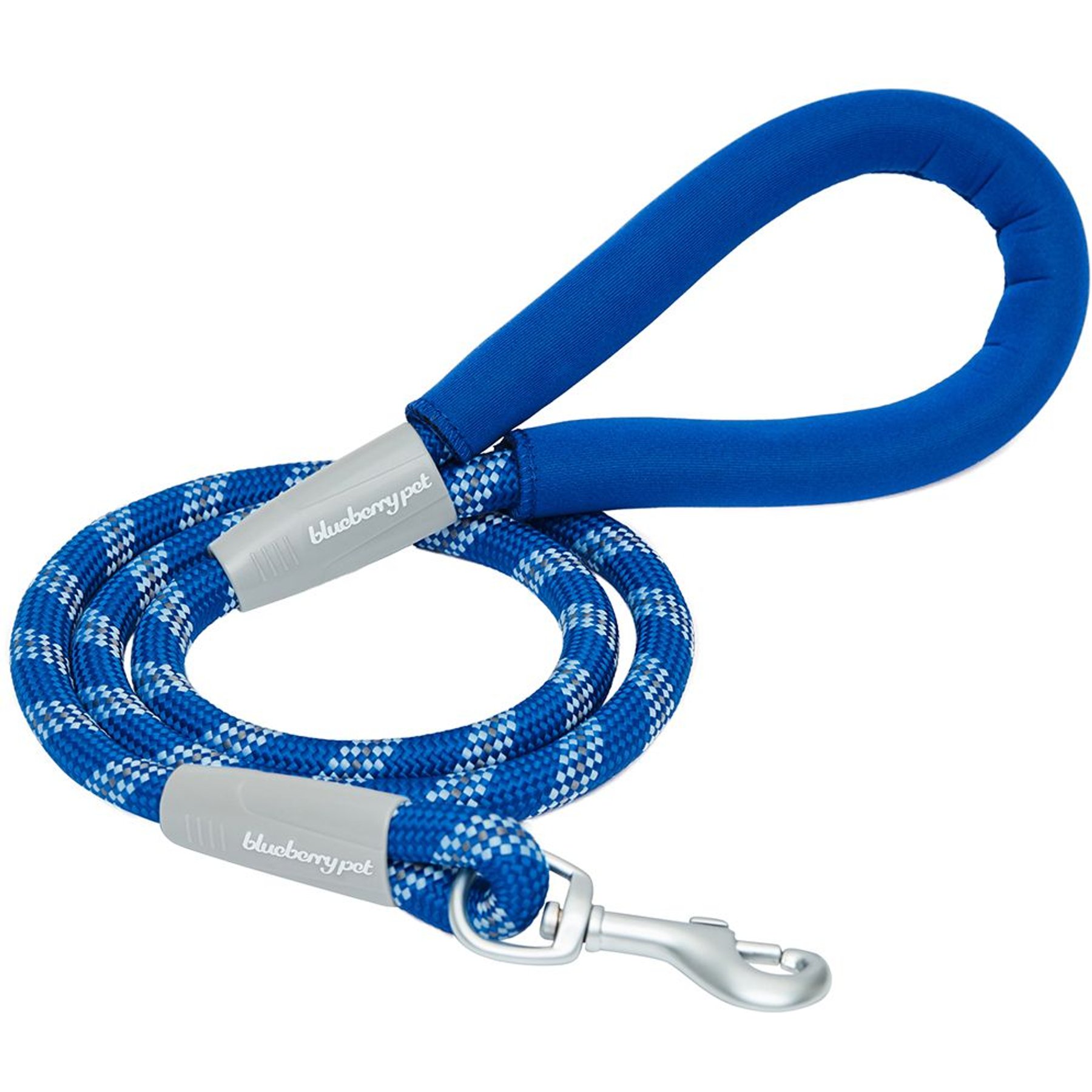 Blueberry Pet Durable Diagonal Striped Rope Polyester Dog Leash, 4-ft long, 1/2-in wide, Blue