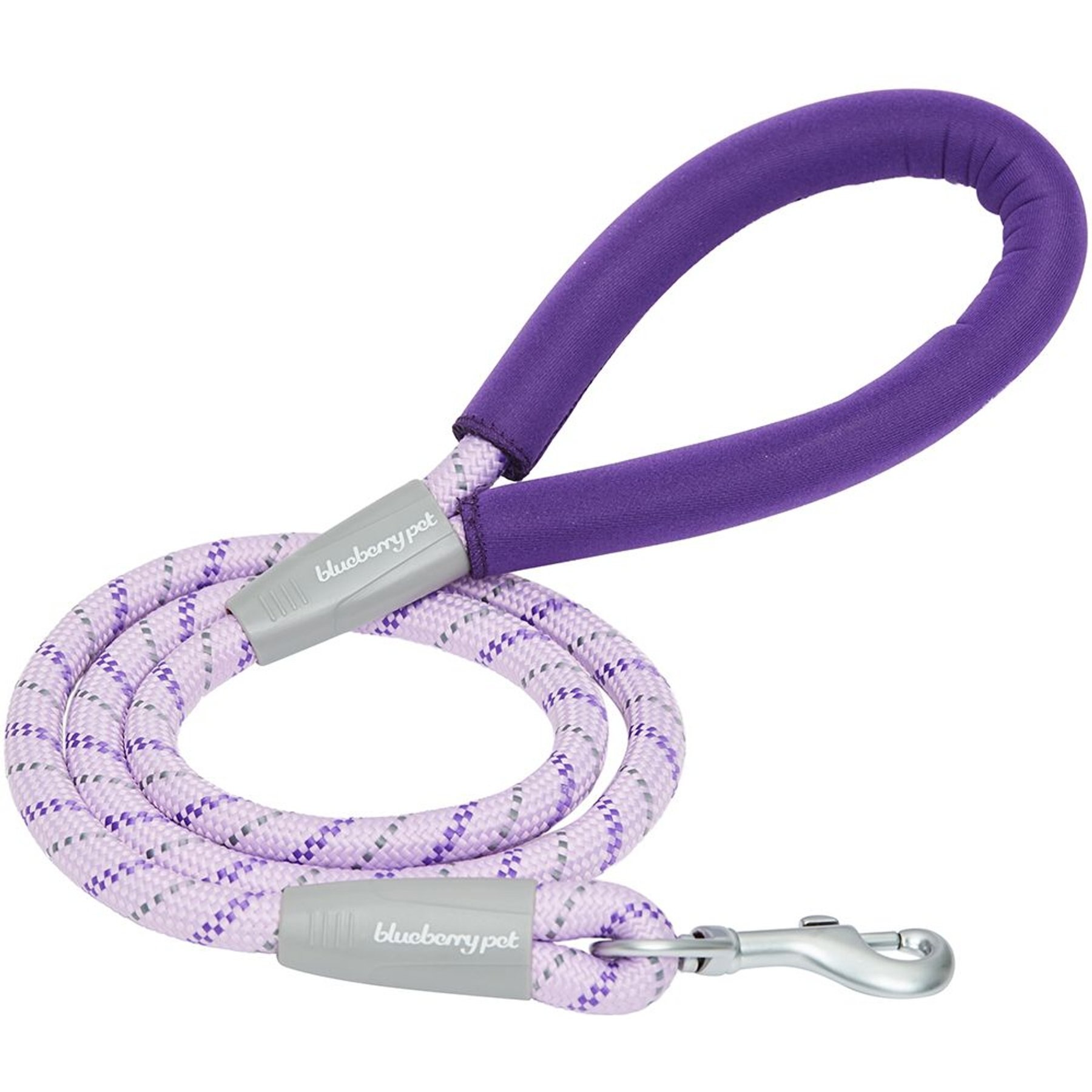 Blueberry Pet Durable Diagonal Striped Rope Polyester Dog Leash, 4-ft long, 1/2-in wide, Lavender
