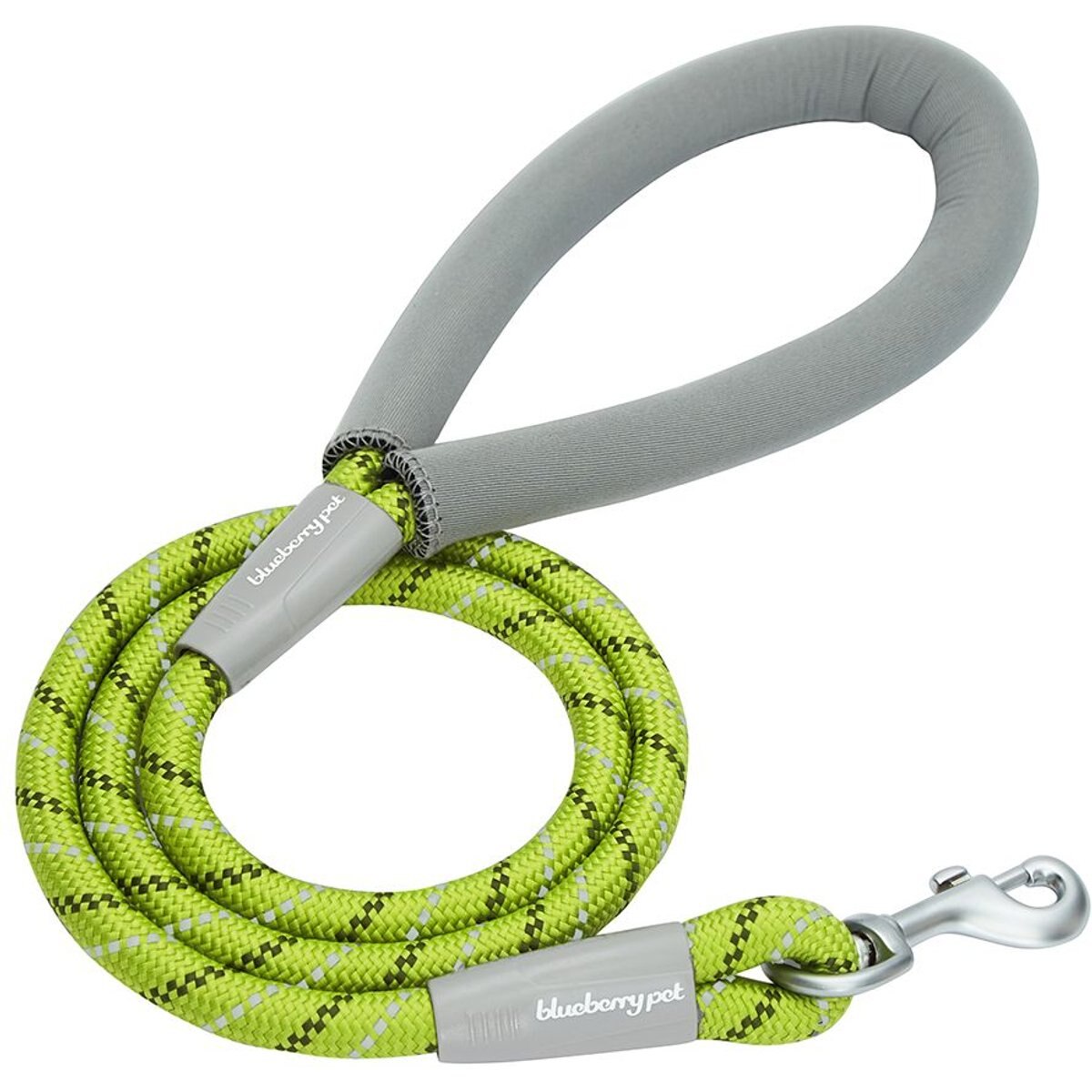 Blueberry Pet Durable Diagonal Striped Rope Polyester Dog Leash, 4-ft long, 1/2-in wide, Lime Green