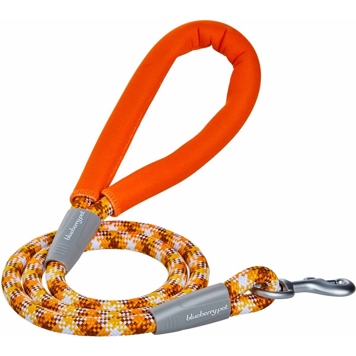 Blueberry Pet Durable Diagonal Striped Rope Polyester Dog Leash, 4-ft long, 1/2-in wide, Orange