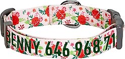 Blueberry Pet Essentials Garden Floral Personalized Dog Collar, Baby Pink, Small: 12 to 16-in neck, 5/8-in wide
