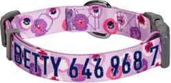 Blueberry Pet Essentials Garden Floral Personalized Dog Collar, Light Purple, Large: 18 to 26-in neck, 1-in wide