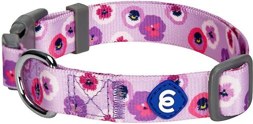 Show full view: Blueberry Pet Essentials Garden Floral Personalized Dog Collar, Light Purple, Small: 12 to 16-in neck, 5/8-in wide slide 3 of 6