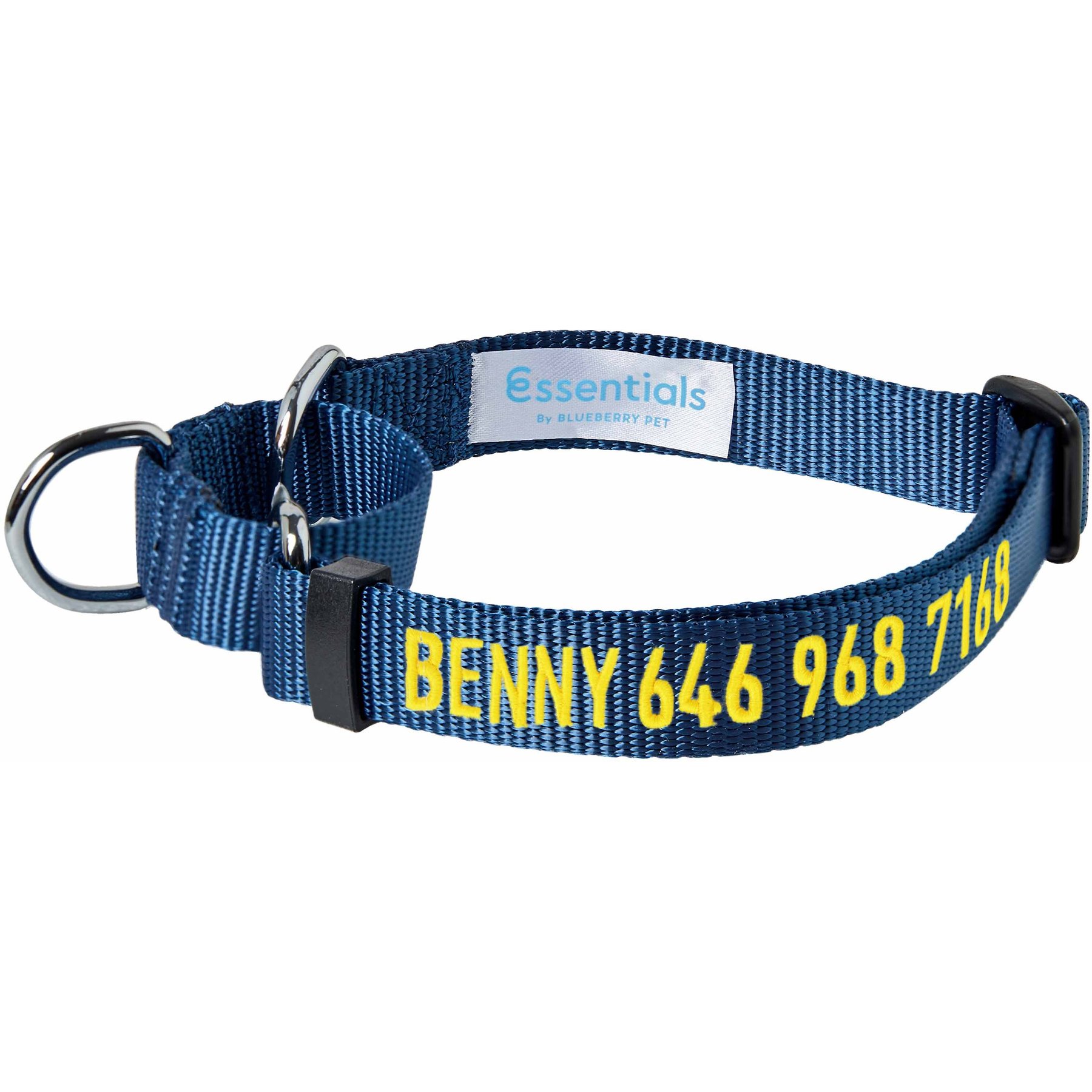 Blueberry Pet Essentials Safety Training Personalized Martingale Dog Collar, True Navy, Small: 12 to 16-in neck, 5/8-in wide