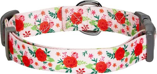 Show full view: Blueberry Pet Essentials Spring Scent Inspired Garden Floral Adjustable Dog Collar, Baby Pink, Large: 18 to 26-in neck slide 4 of 6